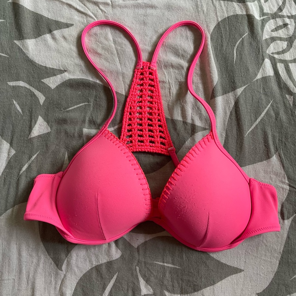 🌸 Hot pink knit back bikini top 🌸